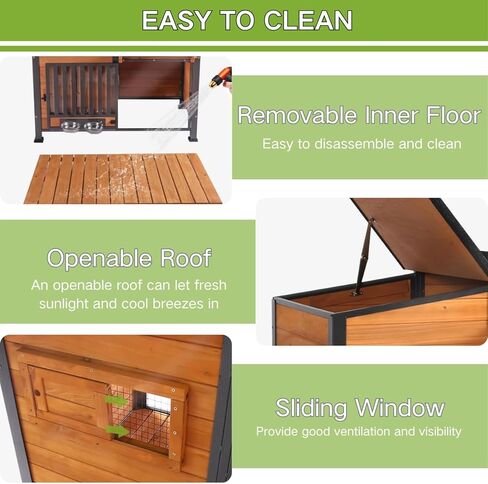GUTINNEEN Extra Large Heated Dog House Insulated Dog Kennel Winter Shelter with Safe Thermostat-Controlled Heating Pad, Chew-Proof Metal Frame, 6-Sided Thermal Liner for Large Dog Breeds (Brown) in Saudi Arabia