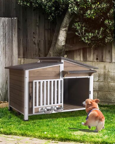 GUTINNEEN Extra Large Heated Dog House Insulated Dog Kennel Winter Shelter with Safe Thermostat-Controlled Heating Pad, Chew-Proof Metal Frame, 6-Sided Thermal Liner for Large Dog Breeds (Brown) in Saudi Arabia