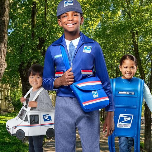 Rubies USPS Letter Carrier Kids Costume Top with Pants, Hat and Satchel, Large in Saudi Arabia