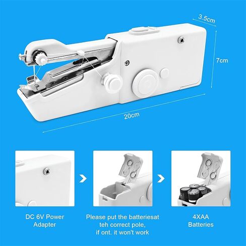 طقم آلة الخياطة المحمولة المحمولة ميني USB Electric Schitch يدويًا يدويًا ممسكًا بالخياطة Stapler Small Easy Sew Machine Travel Tairy Thury Thoret Shice Metergery Tool Device (Black) in Kuwait