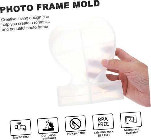 1Pc Heart Shaped Photo Frame Mold DIY Epoxy Casting Mold for Creative Picture Frame Making and Material for Home and Crafting Fun in Saudi Arabia