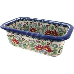 Blue Rose Polish Pottery - Yellow Sunshine Grotto Loaf Baker - 7.5" x 3.5" - Ceramic Bread Baking Dish for Baking & Serving Loaves in Saudi Arabia