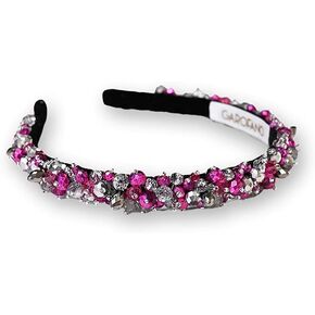 GAROFANO Crystal Headband 0.4 in Fuchsia & Silver/Terracotta in Saudi Arabia