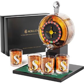 مجموعة Kolea Roulette Whisky Decanter ، 60.9 أوقية من طراز الكازينو على طراز الكازينو مع 4 دولارات نظارات ، والآباء هدايا عيد ميلاد للرجال ، هو ، موزع الخمور للذكرى ، بار ، ليلة البوكر ، كهف الرجال in Kuwait