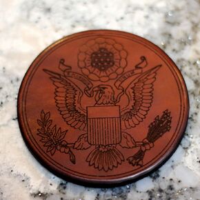 Set of 4: Leather Coaster: Seal of the United States of America in Saudi Arabia
