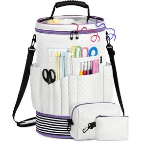 IBFUN crochet خيوط خيوط الحياكة 3pcs - حقيبة من منظم تخزين الغزل القابلة للتوسيع مع حزام قابلة للتعديل من الحالات التي يمكن تعديلها للخطوط والإبر والإكسسوارات وعشاق الكروشيه واللوازم والمبتدئين in Kuwait