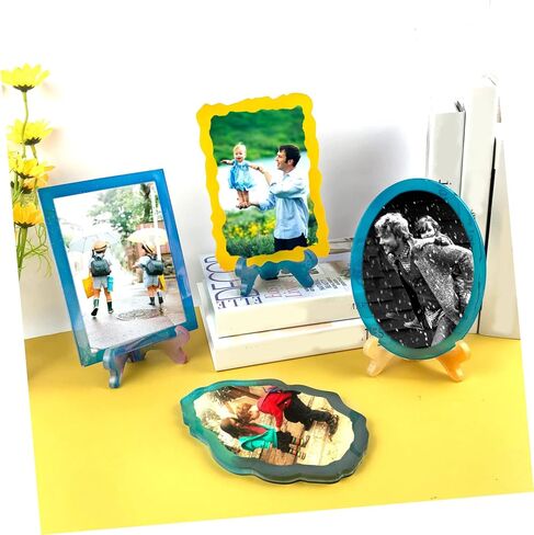 JOJOFUNY 1SET SILICONE Photo Frame Mould Kit لـ DIY الحرف اليدوية الآمنة والمرنة للإبوكسي لزخارف سطح المكتب الفريدة تشمل أقواس للإبداع in Saudi Arabia