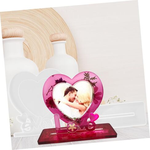 JOJOFUNY 1SET DIY LOVE HEART PHOTH Frame قالب القالب السيليكون القالب لتصميم مناسب لإعادة الاستخدام للديكور المنزلي للاستحمام وأعياد الميلاد in Kuwait