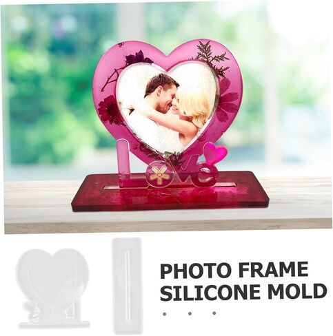 JOJOFUNY 1SET DIY LOVE HEART PHOTH Frame قالب القالب السيليكون القالب لتصميم مناسب لإعادة الاستخدام للديكور المنزلي للاستحمام وأعياد الميلاد in Kuwait