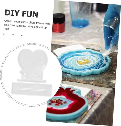 JOJOFUNY 1SET DIY LOVE HEART PHOTH Frame قالب القالب السيليكون القالب لتصميم مناسب لإعادة الاستخدام للديكور المنزلي للاستحمام وأعياد الميلاد in Kuwait