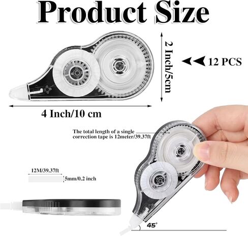 BESARME 12 Pack Correction Tapes, 39 Feet Each Correction Tape Roller Correction Tape Pen for Students Office Supplies, 1/5 X 472 Inches in Kuwait