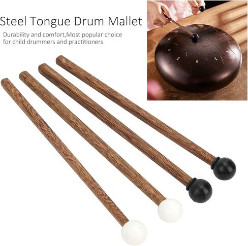 4PCS Steel Tongue Drum Mallets, Mallets Percussion Instrument Parts, 16.5cm Rubber Drum Sticks with Wood Handle for Kids in Saudi Arabia