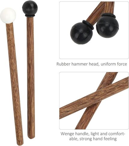 4PCS Steel Tongue Drum Mallets, Mallets Percussion Instrument Parts, 16.5cm Rubber Drum Sticks with Wood Handle for Kids in Saudi Arabia