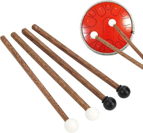 4PCS Steel Tongue Drum Mallets, Mallets Percussion Instrument Parts, 16.5cm Rubber Drum Sticks with Wood Handle for Kids in Saudi Arabia