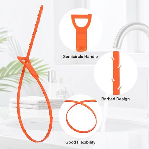 Forlivese 3 Pack 25 Inch Drain Clog Remover,Hair snake Tool Drain Opener, sink snake for Sewer Kitchen Sink Bathroom Tub Toilet Clogged Drains Relief Cleaning Tool in Kuwait