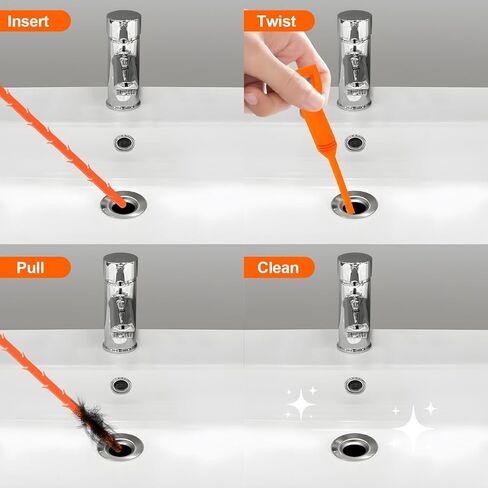 Forlivese 3 Pack 25 Inch Drain Clog Remover,Hair snake Tool Drain Opener, sink snake for Sewer Kitchen Sink Bathroom Tub Toilet Clogged Drains Relief Cleaning Tool in Kuwait