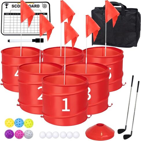 6 Pcs Backyard Golf Outdoor Game with 2 Clubs-Outdoor Golf Yard Game for Practice, Golf Chipping Game for Adults and Family,Beach,Camping,Lawm,Park in Saudi Arabia