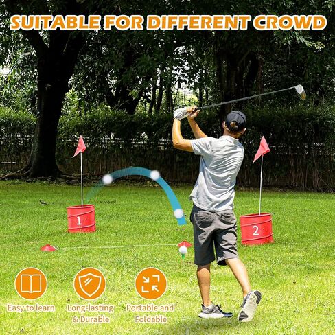 6 Pcs Backyard Golf Outdoor Game with 2 Clubs-Outdoor Golf Yard Game for Practice, Golf Chipping Game for Adults and Family,Beach,Camping,Lawm,Park in Saudi Arabia