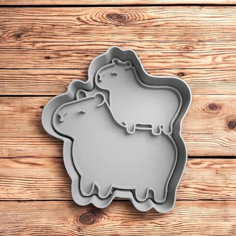 Capybara Cappy Duo Cute Cleate Cutter and Stamp ، فريدة من نوعها ثلاثية الأبعاد المطبوعة كوكي فندان كوكي ، وحرف الخبز ، لوازم الحفلات (جهاز كمبيوتر واحد) in Kuwait