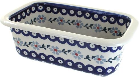 Blue Rose Polish Pottery - Yellow Sunshine Grotto Loaf Baker - 7.5" x 3.5" - Ceramic Bread Baking Dish for Baking & Serving Loaves in Saudi Arabia