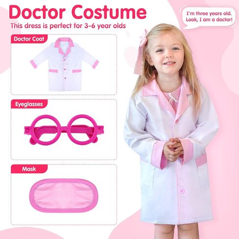 Doctor Toys Kit for Girls - Dr Medical Pretend Play Toys Set for Kids - Doctors Dress Up Kits for Toddlers 3-5 - Nurse Sets for Girl 22Pcs - Doctors Playset for Toddler Ages 3 4 5 6 Year Old in Kuwait