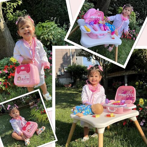 Doctor Toys Kit for Girls - Dr Medical Pretend Play Toys Set for Kids - Doctors Dress Up Kits for Toddlers 3-5 - Nurse Sets for Girl 22Pcs - Doctors Playset for Toddler Ages 3 4 5 6 Year Old in Kuwait