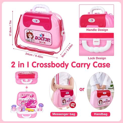 Doctor Toys Kit for Girls - Dr Medical Pretend Play Toys Set for Kids - Doctors Dress Up Kits for Toddlers 3-5 - Nurse Sets for Girl 22Pcs - Doctors Playset for Toddler Ages 3 4 5 6 Year Old in Kuwait