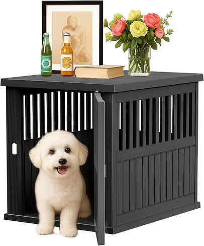 29.65'' Dog Crate Furniture Lockable Indoor Dog Kennel Dogs Cage Heavy Duty Decorative Pet Cage End Table for Small/Medium Dogs Escape-Proof and Chew-Proof, Black in Saudi Arabia