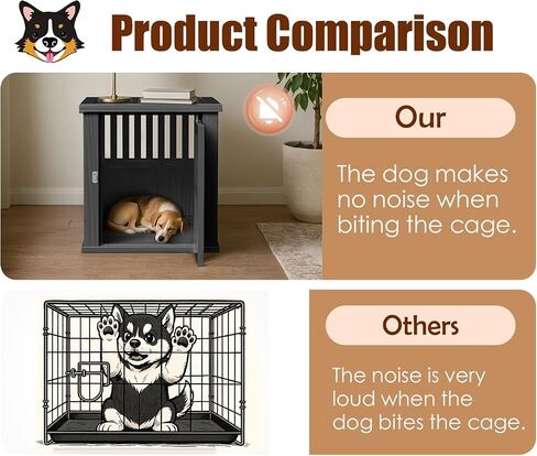 29.65'' Dog Crate Furniture Lockable Indoor Dog Kennel Dogs Cage Heavy Duty Decorative Pet Cage End Table for Small/Medium Dogs Escape-Proof and Chew-Proof, Black in Saudi Arabia