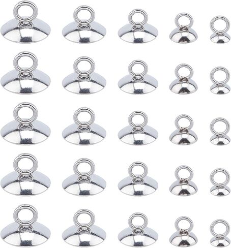 UNICRAFTALE 100pcs Bead Bail Cap Pendant Bails 5 Sizes 4-10mm Diameter 304 Stainless Steel Round Bails Clasp Dangle Charm Bead Pendant Connector Cup Pearl Bail Pin Peg for Jewelry Making in Saudi Arabia