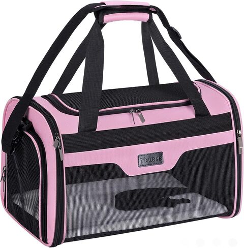 BALEINE Cat Carrier, Puppy Dog Carrier for Small Medium Pets Up to 15 Lbs, Soft-Sided Dog Travel Bag with Safety Zippers, Collapsible Pet Carrying Case (Gray, L, 17"x11"x11") in Saudi Arabia