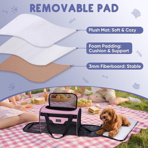 BALEINE Cat Carrier, Puppy Dog Carrier for Small Medium Pets Up to 15 Lbs, Soft-Sided Dog Travel Bag with Safety Zippers, Collapsible Pet Carrying Case (Gray, L, 17"x11"x11") in Saudi Arabia