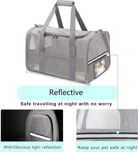 حاملة كات كبيرة من طراز Cat Soft Side Side Pet For Hitten Puppy Travel Travel Small Dog Carrier ، TSA Airline Airline Abported Pet in Kuwait