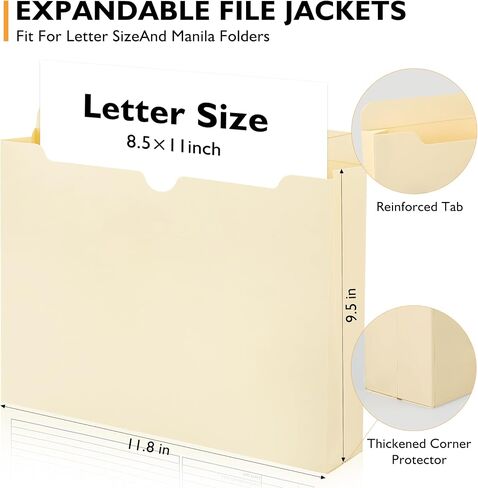 Manila File Jacket,10x12 Inches Job Folders File Jackets,2 Inch Expandable Sides Manila Folders,50 Packs Project File Jacket,Assorted Positions,Reinforced Straight-Cut Tab in Saudi Arabia