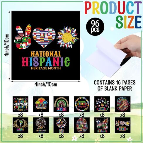 96 Pcs Hispanic Heritage Month Notepads Bulk National Latin American Memo Pads National Heritage Month Mini Notepad Small Paper Pocket Notebook for Gift Party Favor Spanish Office Supply in Kuwait