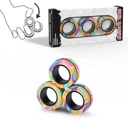 حلقات مغناطيسية تململ لعبة ألعاب ، Idea ADHD Toys ، Toys Compit Magnets Spinner Rings لعلاج إغاثة القلق ، حزمة تململ هدية رائعة للبالغين المراهقين الأطفال in Kuwait