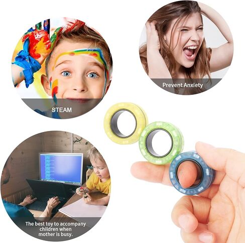 حلقات مغناطيسية تململ لعبة ألعاب ، Idea ADHD Toys ، Toys Compit Magnets Spinner Rings لعلاج إغاثة القلق ، حزمة تململ هدية رائعة للبالغين المراهقين الأطفال in Kuwait