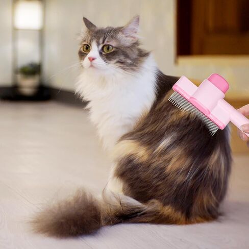 2 Pcs Cats Flea Comb Self Cleaning Dogs Grooming Brush Comfort Safety Stainless Steel Brush Indoor Pets Removal Combs with Release Button for Ticks Shedding Tangles Small Kittens Hairs in Saudi Arabia