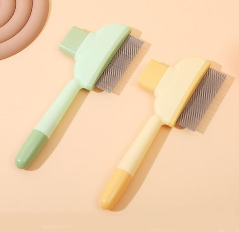 مشط البراغيث لكلب Cat Comb ، أداة إزالة الشعر للحيوانات الأليفة مع أسنان طويلة وقصيرة من الفولاذ المقاوم للصدأ مع زر إطلاق (حزمة 2) in Kuwait