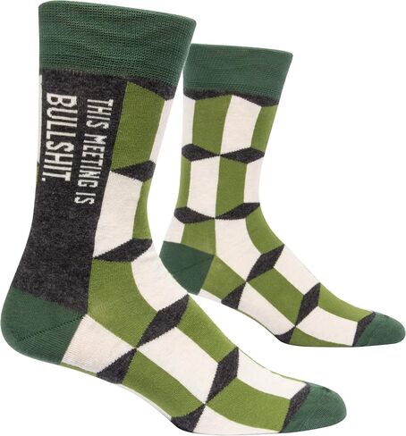 Blue Q Men's Funny Novelty Crazy Crew Socks with Sayings (fit shoe size 7-12) in Saudi Arabia