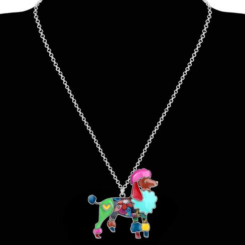 Bonsny Love Heart المينا الزنك سبيكة المعادن Poodle Puppy Dog Necklace Netlace Pendant Pets Design in Saudi Arabia