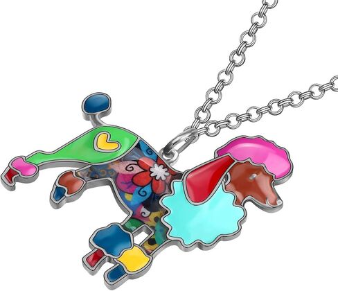 Bonsny Love Heart المينا الزنك سبيكة المعادن Poodle Puppy Dog Necklace Netlace Pendant Pets Design in Saudi Arabia