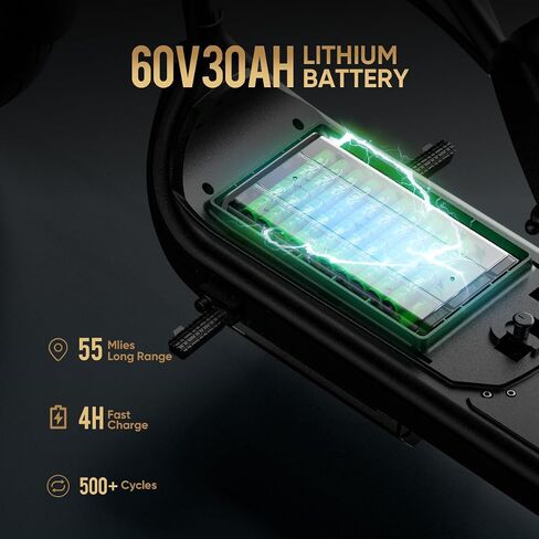 Eahora 2000w M1p ثلاثية العجلات 26-37 ميلاً في الساعة للبالغين 60 فولت 30AH/40AH بطارية طويلة المدى 55/68 ميلين in Kuwait
