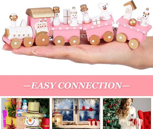 NUOBESTY Christmas Train Decor, 1set Small Christmas Tree Wooden Train Toy Ornament Mini Xmas Figurines for Desktop, Party, Festival Decorations in Saudi Arabia