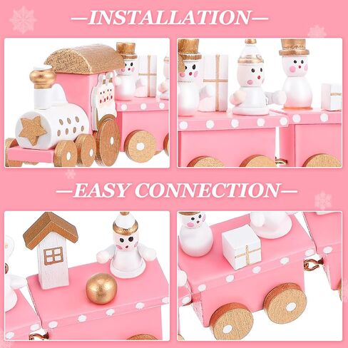 NUOBESTY Christmas Train Decor, 1set Small Christmas Tree Wooden Train Toy Ornament Mini Xmas Figurines for Desktop, Party, Festival Decorations in Saudi Arabia