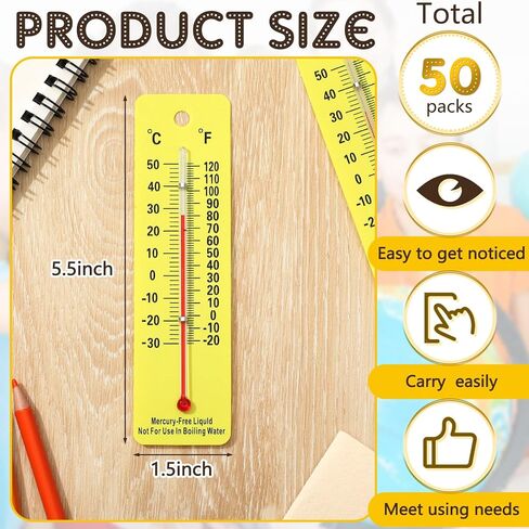 Maitys 50 Packs Student Thermometers Mercury Free Thermometer School Supplies Boiling Point Thermometers for Classroom Teaching Tools in Kuwait