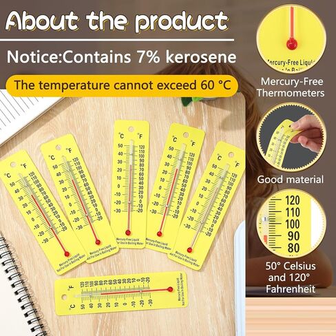Maitys 50 Packs Student Thermometers Mercury Free Thermometer School Supplies Boiling Point Thermometers for Classroom Teaching Tools in Kuwait
