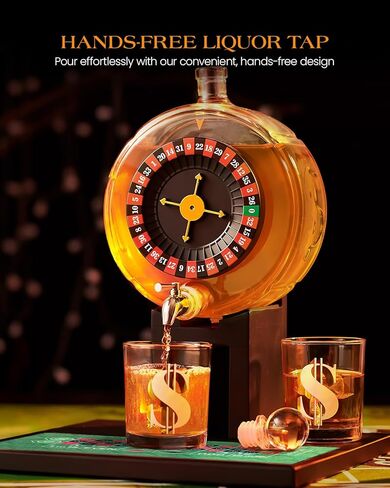 مجموعة Kolea Roulette Whisky Decanter ، 60.9 أوقية من طراز الكازينو على طراز الكازينو مع 4 دولارات نظارات ، والآباء هدايا عيد ميلاد للرجال ، هو ، موزع الخمور للذكرى ، بار ، ليلة البوكر ، كهف الرجال in Kuwait