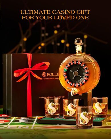 مجموعة Kolea Roulette Whisky Decanter ، 60.9 أوقية من طراز الكازينو على طراز الكازينو مع 4 دولارات نظارات ، والآباء هدايا عيد ميلاد للرجال ، هو ، موزع الخمور للذكرى ، بار ، ليلة البوكر ، كهف الرجال in Kuwait