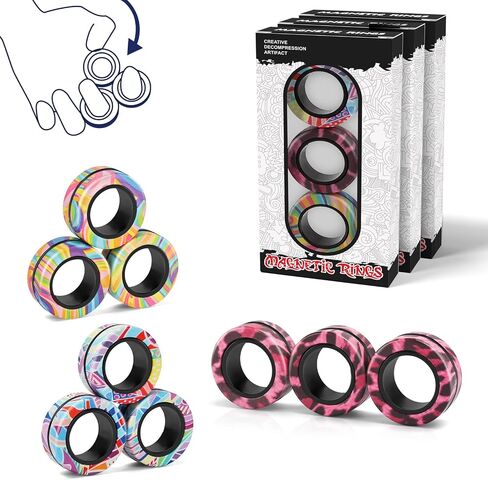حلقات مغناطيسية تململ لعبة ألعاب ، Idea ADHD Toys ، Toys Compit Magnets Spinner Rings لعلاج إغاثة القلق ، حزمة تململ هدية رائعة للبالغين المراهقين الأطفال in Kuwait